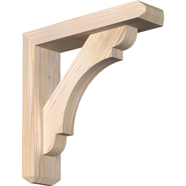 Ekena Millwork Olympic Craftsman Smooth Bracket w/ Offset Brace, Douglas Fir, 3 1/2"W x 14"D x 14"H BKT0402X14X14OLY04SDF - main